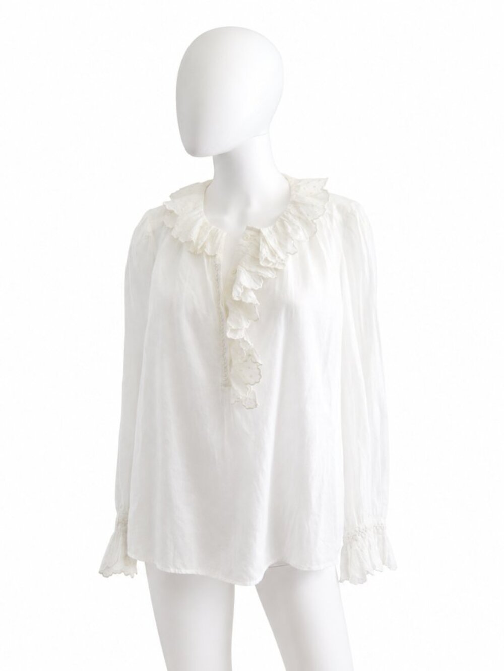 Gerard Darel White Ruffle Blouse Size 2